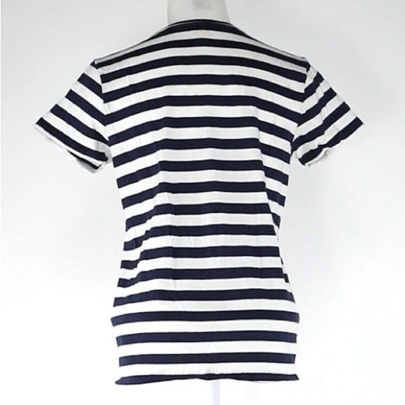 EUC Women’s Size Small Ralph Lauren Stripe V-neck Tee With Logo Embroidered - Picture 2 of 10